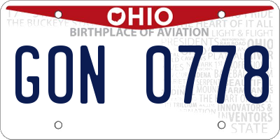 OH license plate GON0778