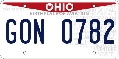 OH license plate GON0782
