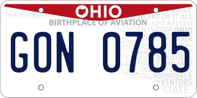 OH license plate GON0785