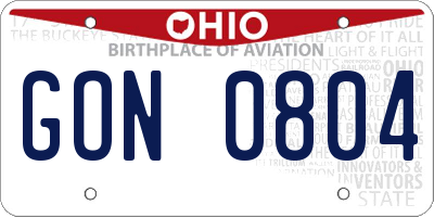 OH license plate GON0804