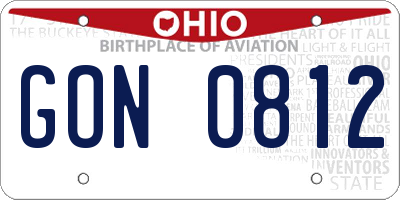 OH license plate GON0812