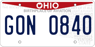 OH license plate GON0840