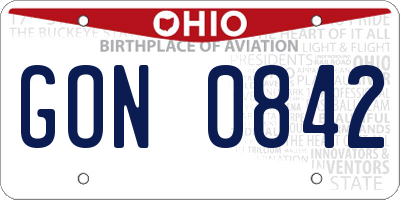 OH license plate GON0842