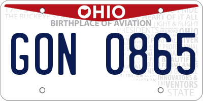 OH license plate GON0865