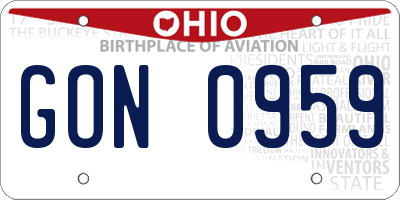 OH license plate GON0959