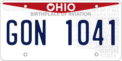 OH license plate GON1041