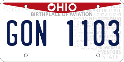 OH license plate GON1103