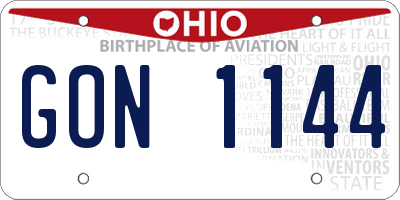 OH license plate GON1144