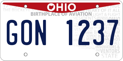 OH license plate GON1237