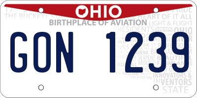 OH license plate GON1239
