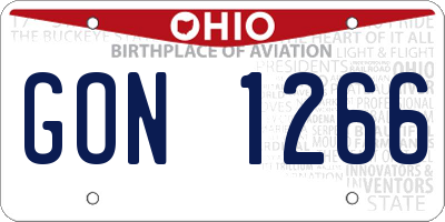 OH license plate GON1266