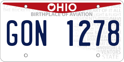 OH license plate GON1278