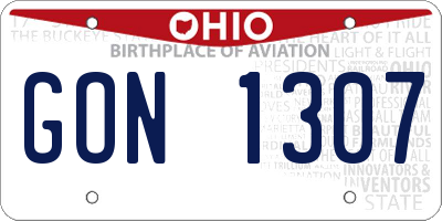 OH license plate GON1307