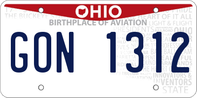 OH license plate GON1312