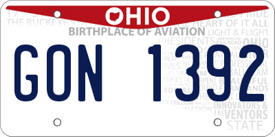 OH license plate GON1392
