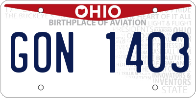 OH license plate GON1403