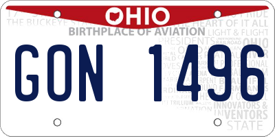 OH license plate GON1496