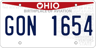 OH license plate GON1654