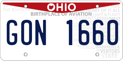 OH license plate GON1660