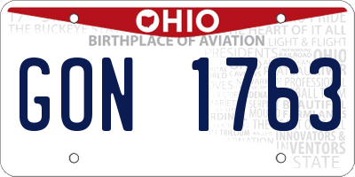 OH license plate GON1763
