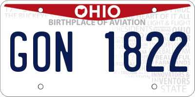 OH license plate GON1822