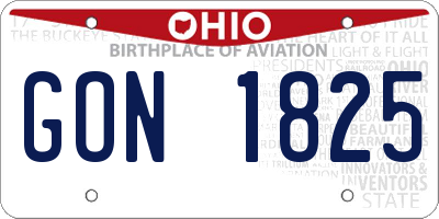 OH license plate GON1825