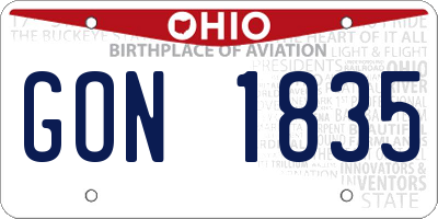 OH license plate GON1835