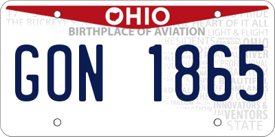 OH license plate GON1865