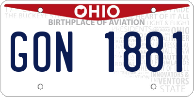 OH license plate GON1881