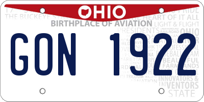 OH license plate GON1922