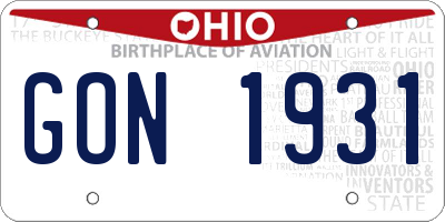 OH license plate GON1931