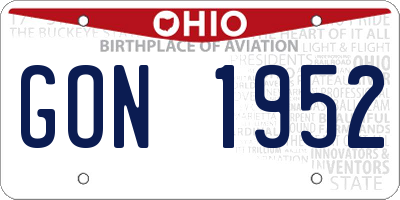 OH license plate GON1952