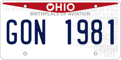 OH license plate GON1981