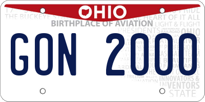 OH license plate GON2000