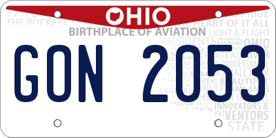 OH license plate GON2053