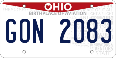 OH license plate GON2083