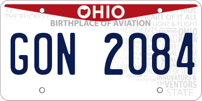 OH license plate GON2084