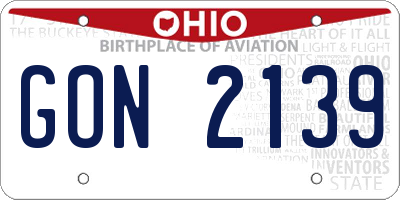 OH license plate GON2139