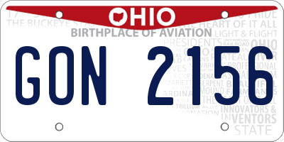 OH license plate GON2156