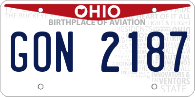 OH license plate GON2187