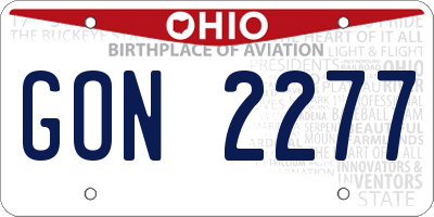 OH license plate GON2277