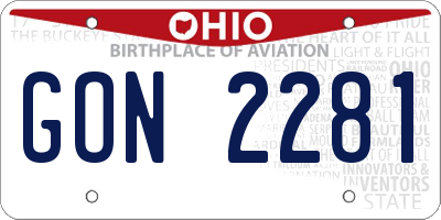 OH license plate GON2281