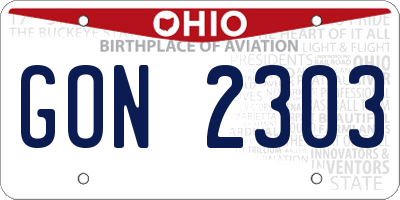 OH license plate GON2303