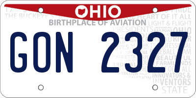 OH license plate GON2327