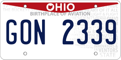 OH license plate GON2339