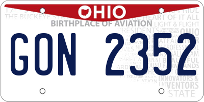 OH license plate GON2352