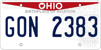 OH license plate GON2383