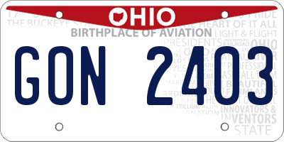 OH license plate GON2403