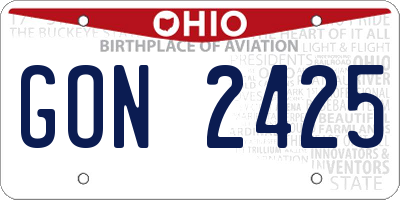 OH license plate GON2425