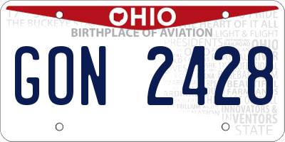 OH license plate GON2428